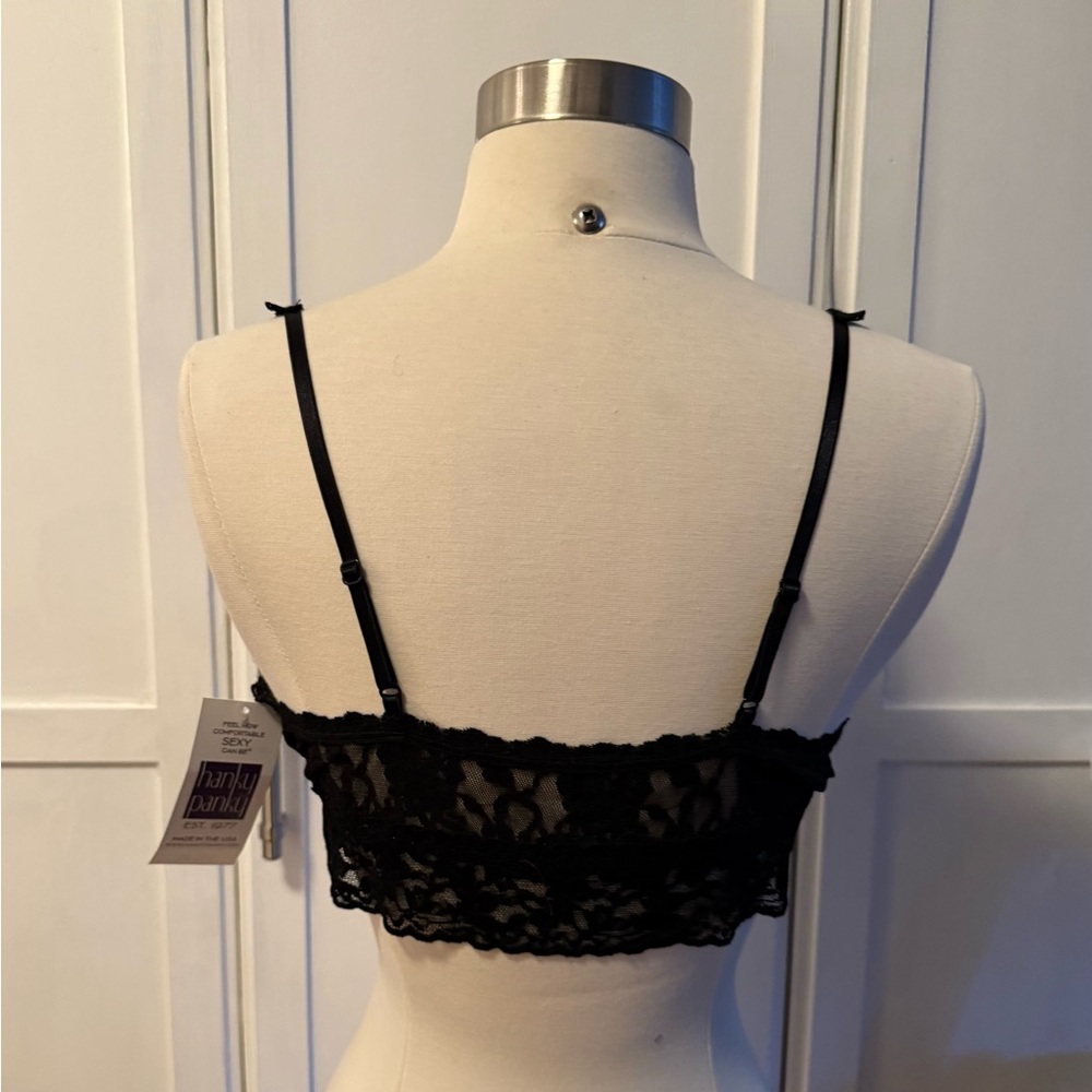 New Hanky Panky Black Lace Bralette with Red Rosettes - Picture 4 of 5